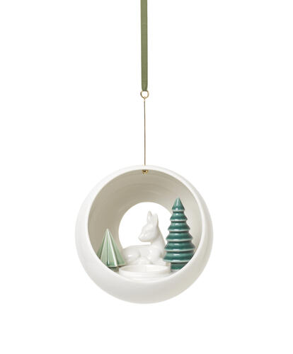 Dottir Winter Stories Fawn hanging lysestage, hvid/grøn - Ø13cm. - Bahne